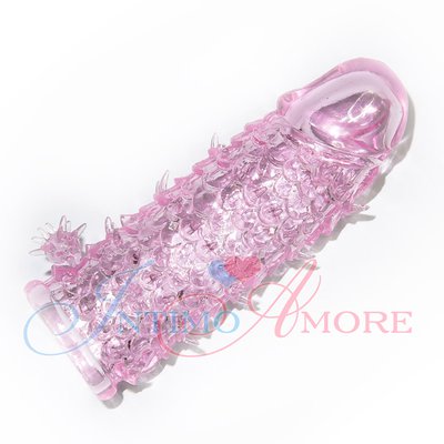 Стимулирующая насадка на п/ч Crystal Sleeve, розовая, 12,5см