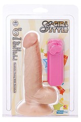 Вибратор G-girl style 6" с мошонкой и присоской, 17х3,5-4см