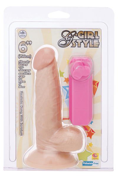 Вибратор G-girl style 6" с мошонкой и присоской, 17х3,5-4см