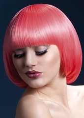 Парик Fever Mia pastel-coral, short bob with fringe (temp до 120°C), пастельно-коралловый, 25см