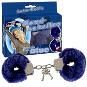 Металлические наручники Hand-schellen Love-cuffs с мехом, синие