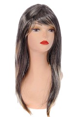 Русый парик с мелированием, длинные прямые волосы с челкой