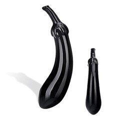 Фаллоимитатор Gläs Naturals Eggplant dildo, черное стекло, 15х3см
