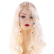 Карнавальный парик на резинке, длинные волосы с бусинами, блондинка, 58см