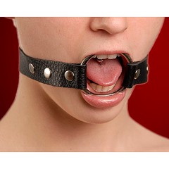 Кляп с кольцом Sitabella® BDSM, нат/кожа, черный, d3,8см