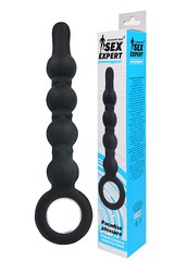 Анальная цепочка Exclusive men™ Sex Expert, кольцом, черный силикон, 22,5/17,2х3см
