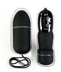 Черное беспроводное виброяйцо Toyfa Black&Red с пультом, 7см