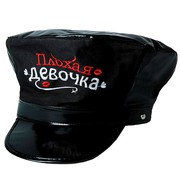Черная лакированная шляпа "Плохая девочка", окружность 64см