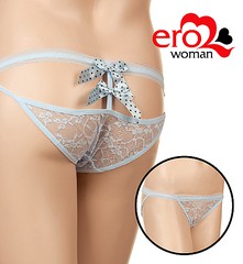 Кружевные трусики с бантиками на попке, голубые, S/L (42-48р.)
