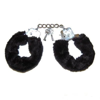 Металлические наручники Love Cuffs с мехом, черные
