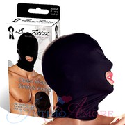 Эластичная маска Lux Fetish на голову, с прорезью для рта, черная