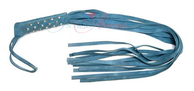 Плеть кожаная Sitabella® BDSM с заклепками, голубая, 80см