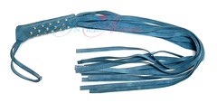 Плеть кожаная Sitabella® BDSM с заклепками, голубая, 80см