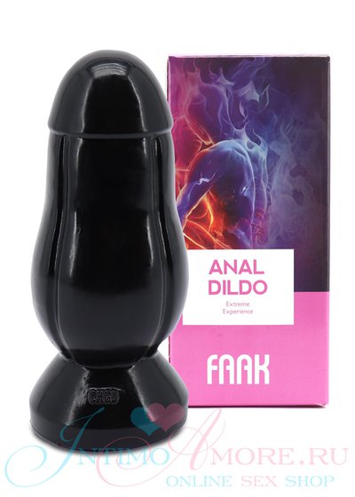 Большая анальная пробка Anal dildo Faak® на присоске, черная, 15х6,5см