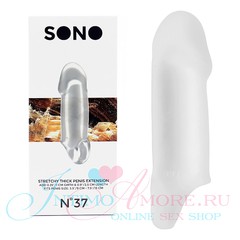 Насадка Sono №37 (петля д/мошонки), длина +2,5см/ d+2см, киберкожа прозрачная, 11,7х4см
