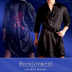 Мужской сатиновый халат-кимоно Svenjoyment Joy, черный, L/XL(52-58р)
