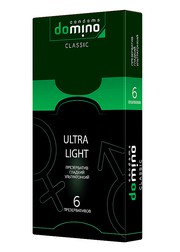 Презервативы Domino Classic Ultra Light, ультратонкие 0,05мм, 180х52, 1уп/6шт, годен до 11.26г