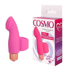 Клиторальный вибратор Cosmo на палец, розовый силикон, 9,5х2,5см
