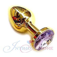 Анальная пробка с кристаллом Small Gold Purple