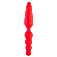 Двусторонний анальный стимулятор Black&Red д/начинающих, красный силикон, 18,5х3см
