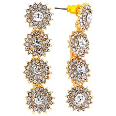 Серьги-гвоздики под золото "Цветы" с кристаллами Swarovski, 4,7х1,2см