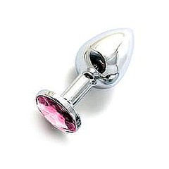 Анальная пробка с кристаллом Small Silver Pink