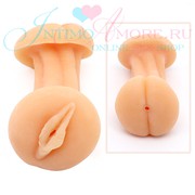Матурбатор Toyfa Dolls-X для секс-куклы, вагина и попка из киберкожи, телесный, 16см