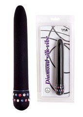 Черный вибратор Diamond silk vibe с цветными стразами 18,5х2,5см