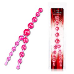 Двусторонние розовые анальные бусы Crazy Pleasure ("Безумное удовольствие"), 15х1-2,5/16,5х2-3см