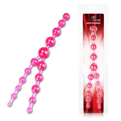 Двусторонние розовые анальные бусы Crazy Pleasure ("Безумное удовольствие"), 15х1-2,5/16,5х2-3см