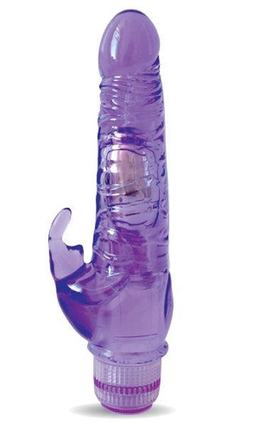 Вибратор с кроликом Crystal Dildo, фиолетовый, 21х3-3,5см