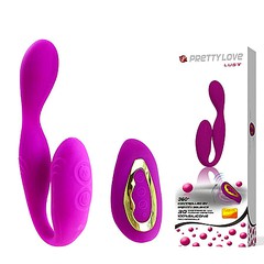 Мини G-вибратор Pretty Love Lust, 4 мотора, 30 режимов, аккумулятор и пульт ДУ, силикон, 13,2х2,4см