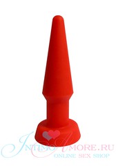 Красная анальная пробка  "Anal plug mini" из мягкого силикона, 10х2,8см