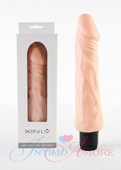 Мягкий вибратор Xin lv, телесный силикон, 20,5х3,3-4см