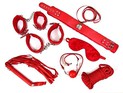 Красный BDSM-набор Muqu, 7 предметов, искусственная кожа