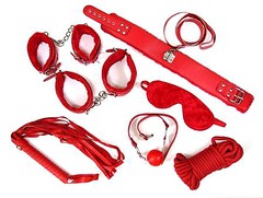 Красный BDSM-набор Muqu, 7 предметов, искусственная кожа