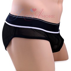 Мужские сетчатые трусы Apollo™ Mesh Brief with C-Ring с кольцом, черные, L/XL(52-54р)