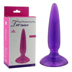 Анальная пробка Twister на присоске фиолетовая, 11,5х2,3см