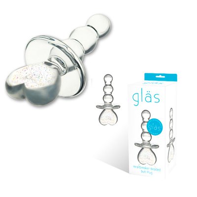 Анальная втулка Gläs Heartbreaker Beaded Butt plug из стекла, 9см