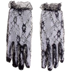 Кружевные карнавальные перчатки, черные, 7-8,5р