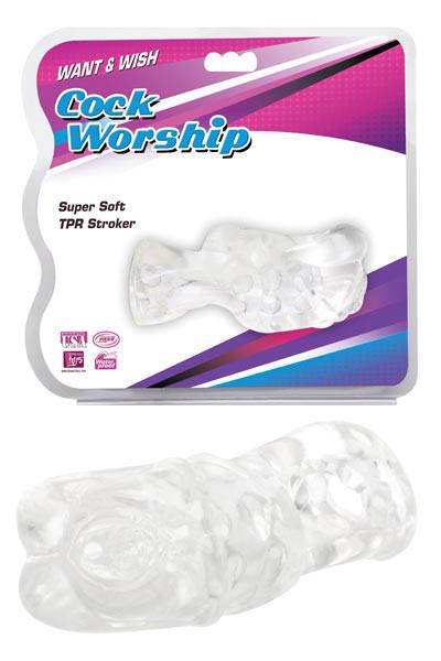 Прозрачный мастурбатор-вагина Want&Wish Cock Worship 10,6см