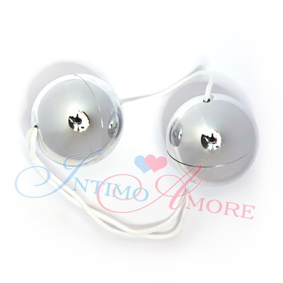 Серебряные вагинальные шарики Vibratone Duo-balls 3,2 см