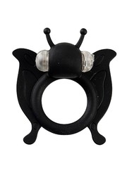 Черное эрекционное вибро-кольцо Butterfly, D2,3см.