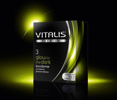 Презервативы светящиеся Vitalis Premium Glow in the dark, 3шт