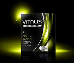 Презервативы светящиеся Vitalis Premium Glow in the dark, 3шт