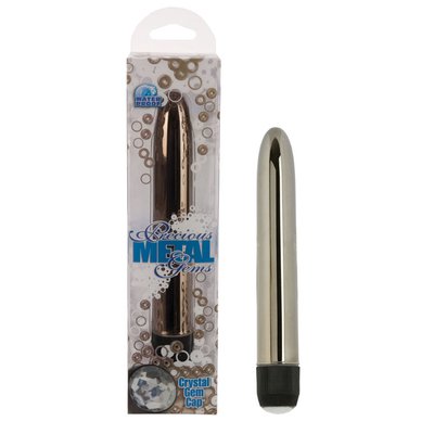 Вибратор Precious Metal Gems™ 6' с кристаллом, серебристый, 15,2х3см