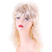 Карнавальный парик на резинке, длинные локоны с челкой, золотой блонд, 56см