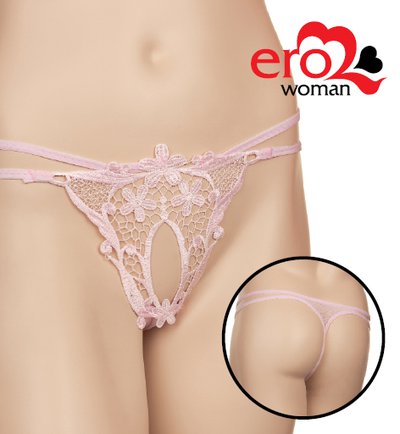 Светло-розовые кружевные стринги, XS/M(40-46р)