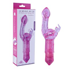 Вибратор Bulb со стимулятором клитора и G-точки, розовый, 10 реж, 19,4х5,4см