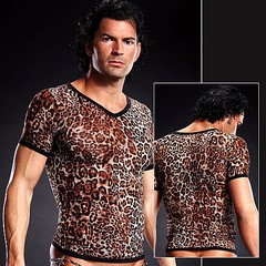 Мужская футболка из прозрачной сетки, леопардовая, L/XL(48-50р)